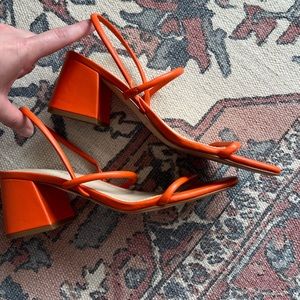 Mark Fisher woman’s orange Galvin block heel sling back sandal